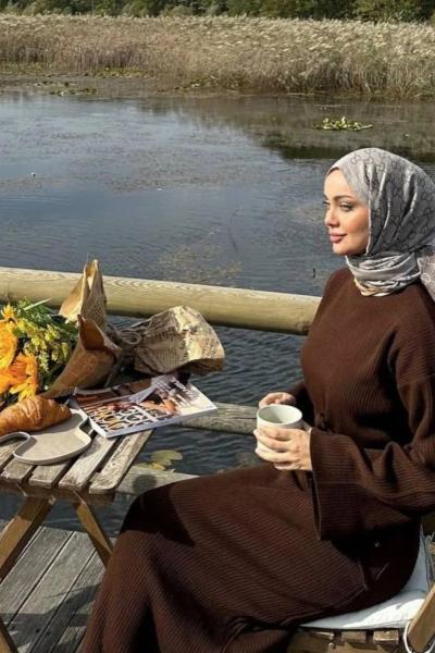 Basic Triko Elbise Acıkahve Acı Kahve