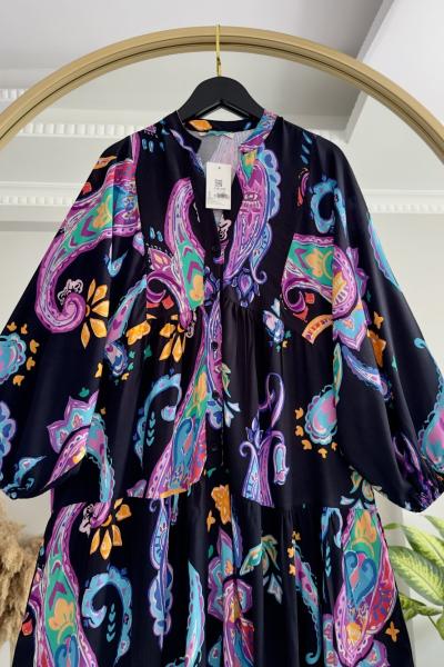 Milano Viskon Elbise Mor Mor