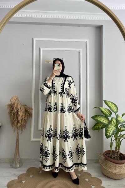 Nova Viskon Elbise Beyaz  Beyaz