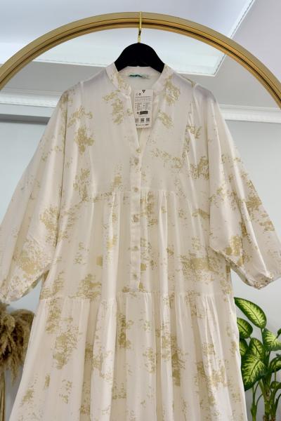 Yıldız Elbise Varak Desen Ekru  Ekru