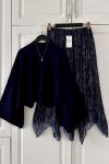 Asimetrik Tül Etek Kazak Kombin  Lacivert