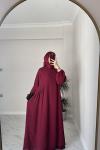 Ayrobin Ferace Elbise Bordo Bordo