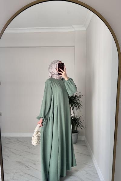 Ayrobin Ferace Elbise Yeşil Yeşil