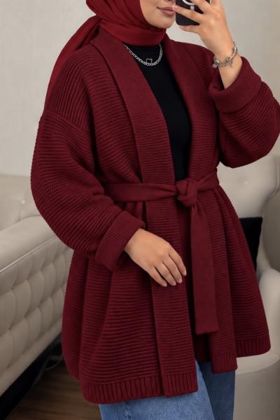 Bağlamalı Hırka Bordo Bordo
