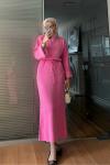 Basic Triko Elbise Pembe Pembe