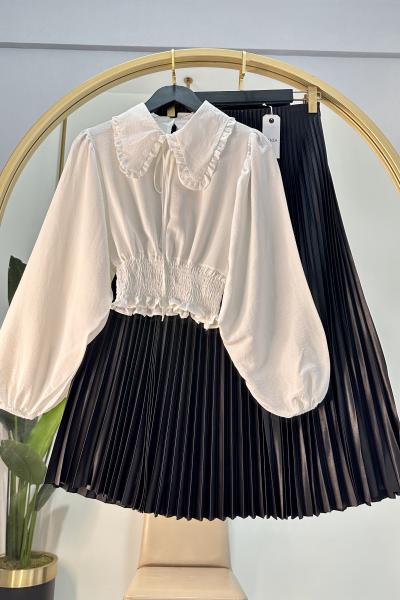 Bebe Yaka Kombin Siyah Beyaz Siyah