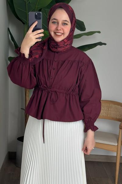 Beli Tünelli Gömlek Bordo Bordo