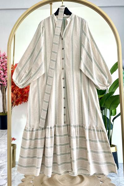 Beril Keten Elbise Mint Yeşili Mint Yeşili