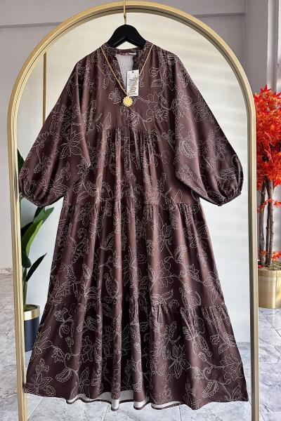 Beril Mango Elbise Kahve Kahverengi