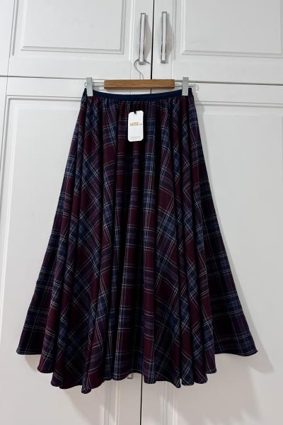 Ekose Etek Bordo Bordo