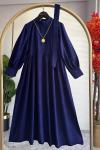 Güpür Detay Sude Elbise Lacivert Lacivert