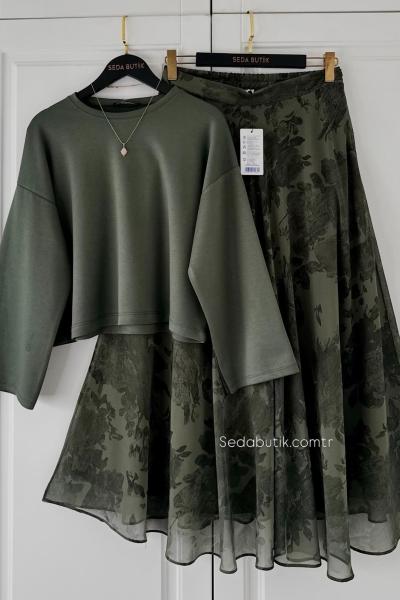 Hanımeli Kombin Yeşil Yeşil