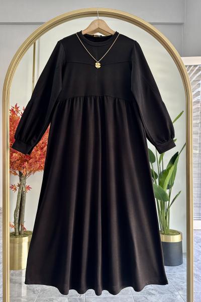 İki İplik Kumaş Spor Elbise Siyah Siyah
