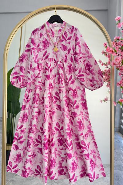 İlknur Elbise Mango Kumaş Pembe Pembe