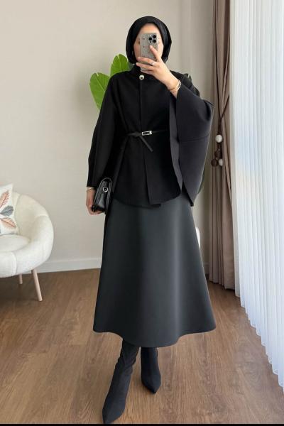 İthal Kaşe Panço Siyah Siyah