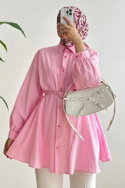 Kalpli Gömlek Pembe Pembe