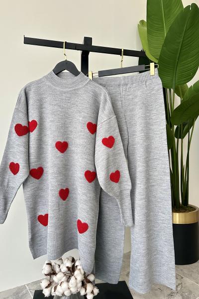 Kalpli Triko Takım Gri Gri