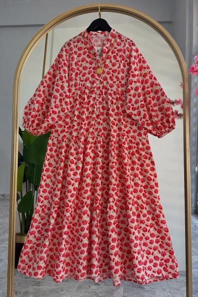 Kiraz Elbise Mango Kumaş Kırmızı Kırmızı