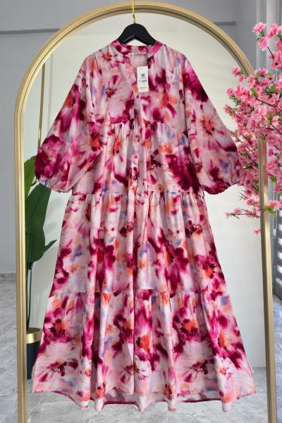 Mango Kumaş Elbise Nar Çiçeği Pembe Pembe