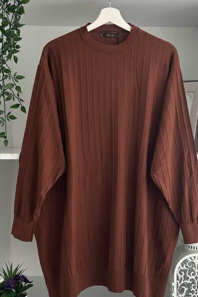Merserize Fitilli Tunik Acıkahve  Acı Kahve