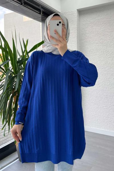 Merserize Fitilli Tunik Saks Mavisi Saks Mavisi