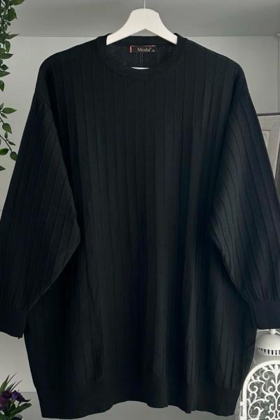 Merserize Fitilli Tunik Siyah Siyah