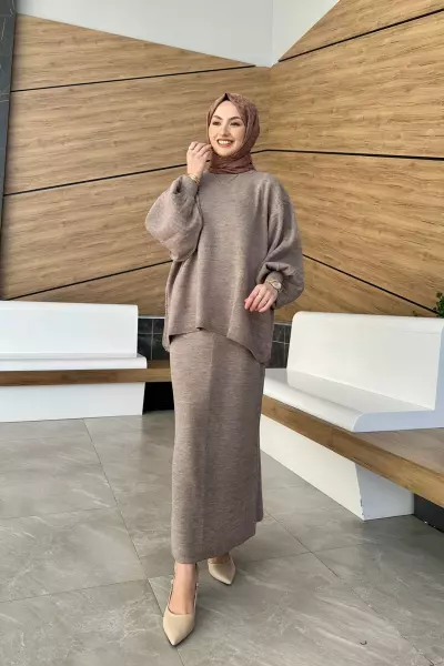 Merserize Triko Etek Takım Vizon Vizon