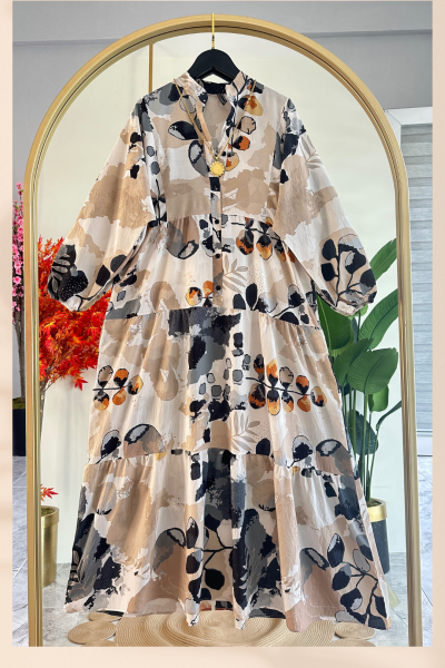 Nergis Elbise Gri Gri