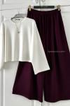 Oysho Pantolon Bluz Kombin Bordo