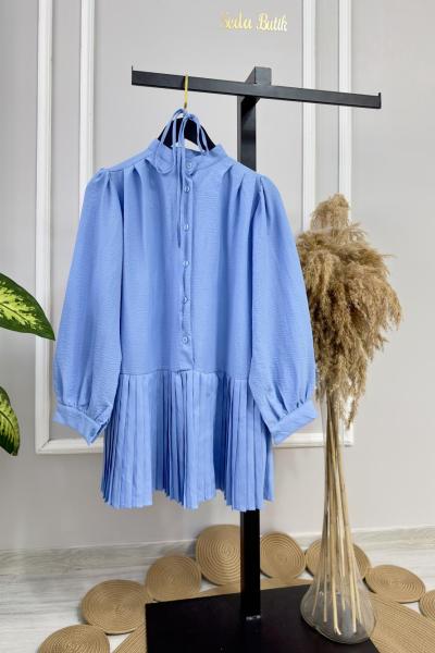 Pliseli Gömlek Bebe Mavisi Bebe Mavisi