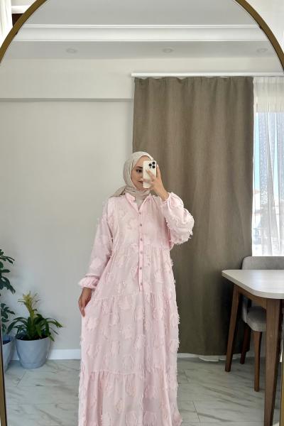 Saçaklı Elbise Pembe Pembe