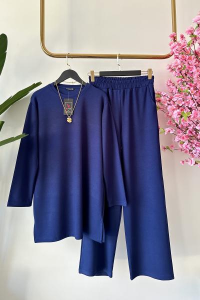 Salaş Oysho Yırtmaçlı Tunik Takım  Lacivert