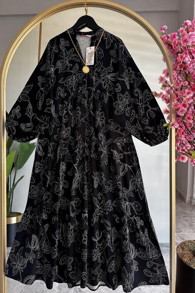 Sema Viskon Elbise Siyah Siyah