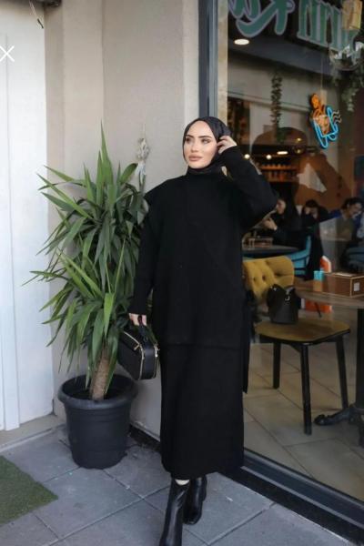 Trend Yelekli Elbise Siyah Siyah