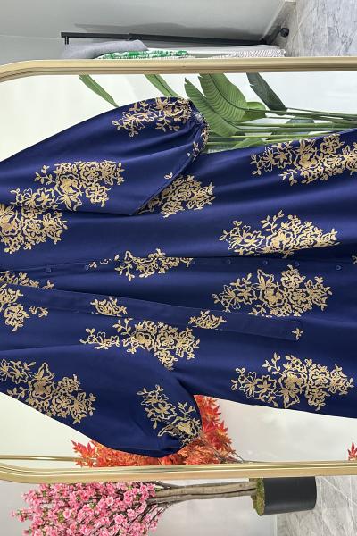 Viskon Elbise Beyza Lacivert  Lacivert