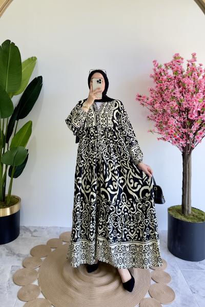 Viskon Elbise Elsa Siyah Siyah