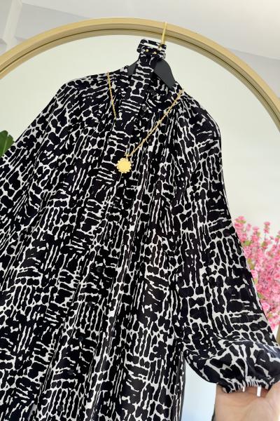 Viskon Elbise Melisa Siyah Siyah