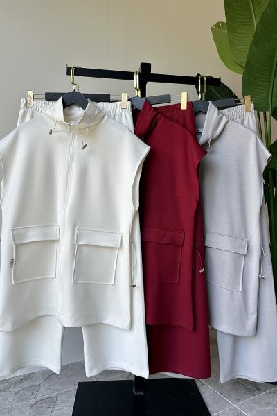 Yelekli Oysho Takım Bordo Bordo