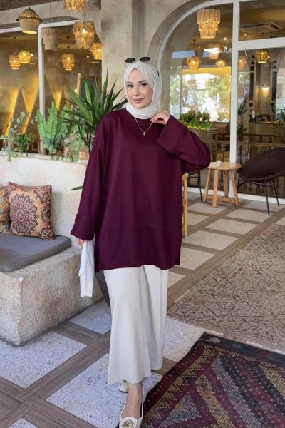 Yırtmaçlı Oysho Tunik Bordo