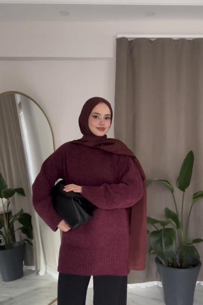 Yünlü Kazak Bordo Bordo